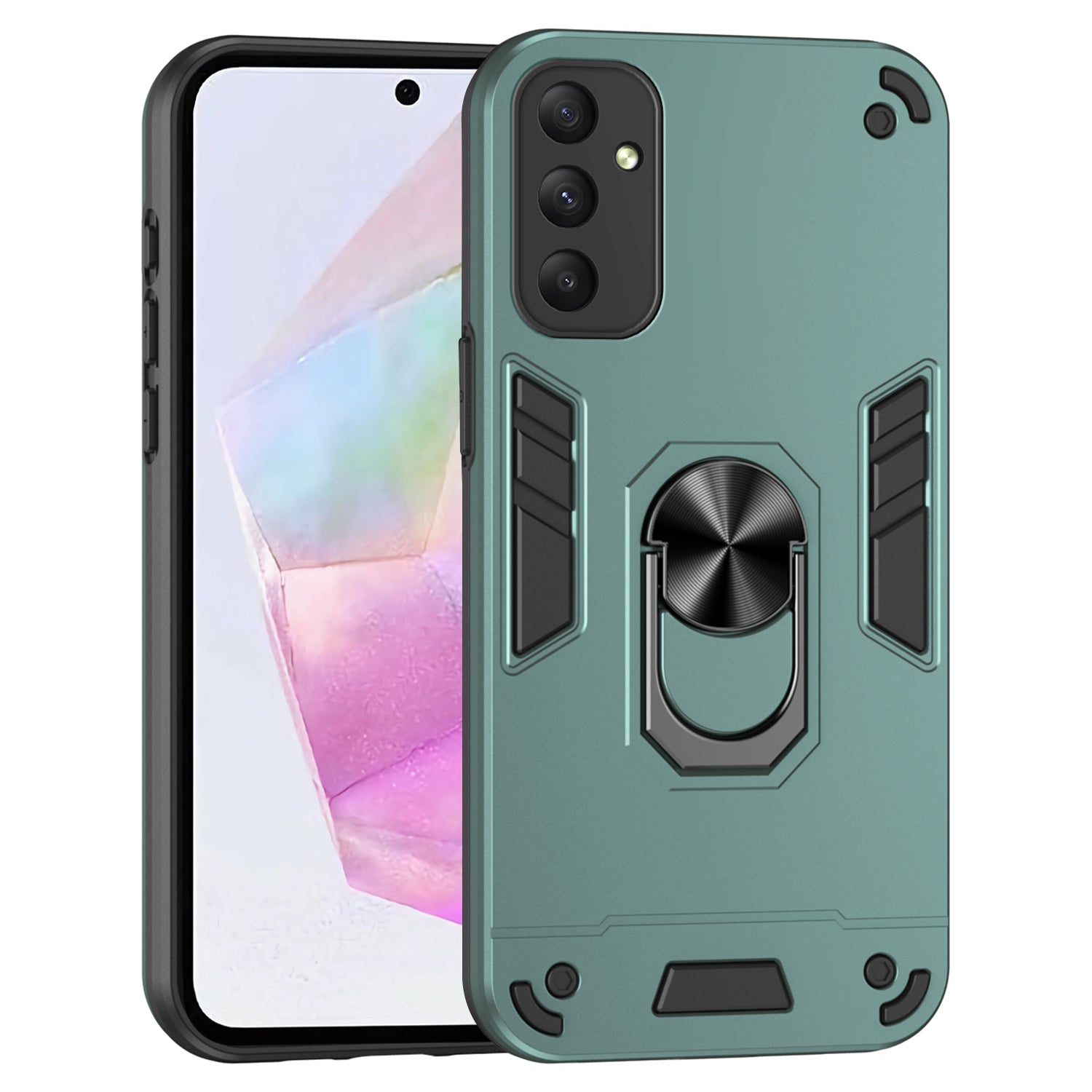 For Samsung Galaxy A35 5G Case Ring Kickstand PC+TPU Scratch-proof Phone Shell For Samsung Galaxy A35 5G Case Ring Kickstand PC+TPU Scratch-proof Phone Shell